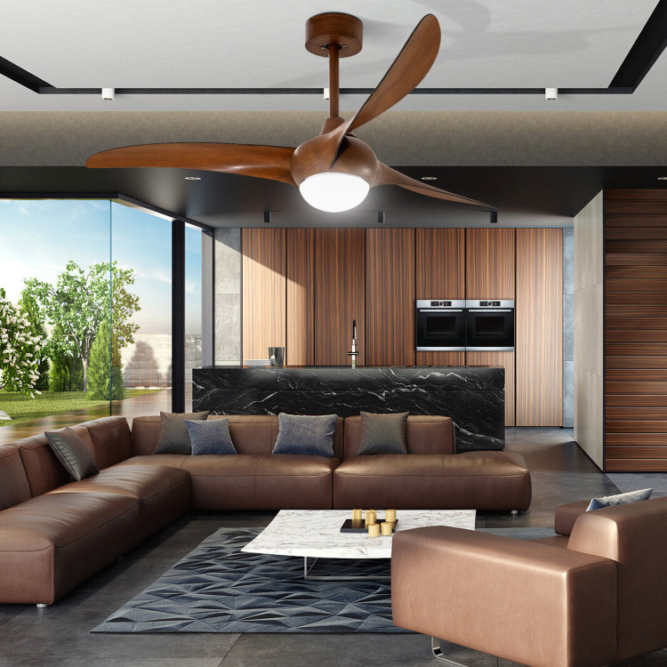 52 Inch Ceiling Fan with Changeable Light Color and 6-Level Adjustable Speed-BrownCostway Gallery View 6 of 11