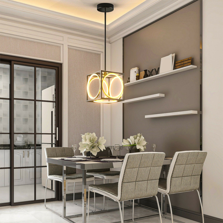 Modern LED Pendant Light with 42 Inches Adjustable Suspender-BlackCostway Gallery View 6 of 12
