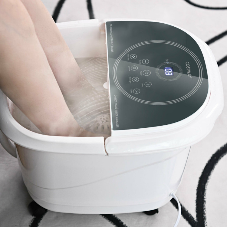 Foot Spa Bath Massager with 3-Angle Shower and Motorized Rollers-GrayCostway Gallery View 6 of 12