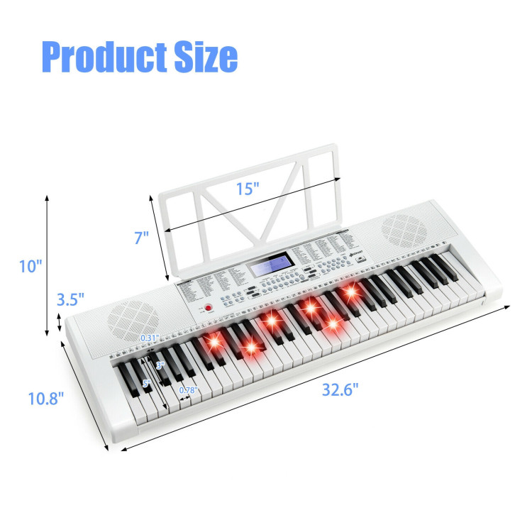 61-Key Electric Piano Keyboard for Beginner-WhiteCostway Gallery View 4 of 11