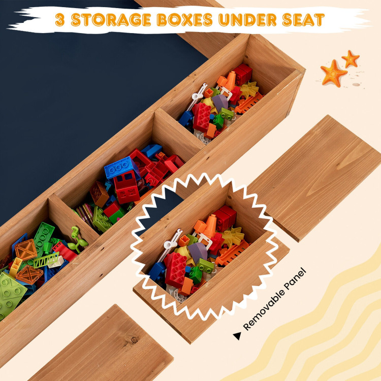 Kids Wooden Square Sandbox with CoverCostway Gallery View 6 of 11