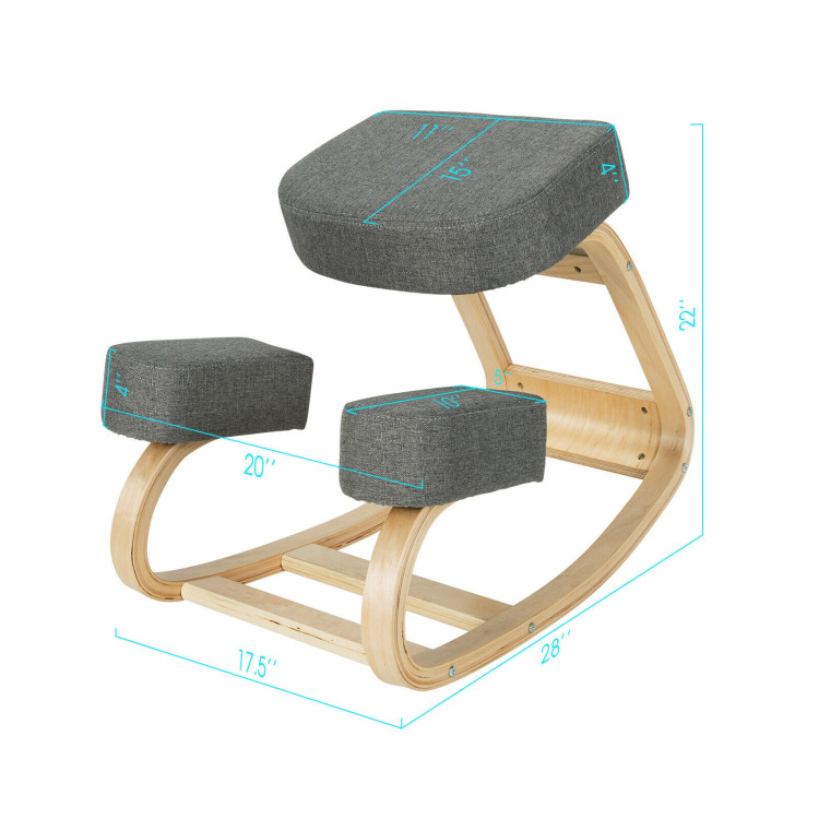 Ergonomic Kneeling Chair Rocking Office Desk Stool Upright Posture-GrayCostway Gallery View 4 of 11