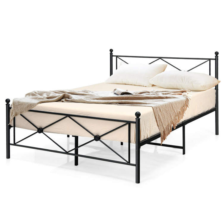 Full/Queen Size Metal Bed Frame Platform with Headboard-Full SizeCostway Gallery View 9 of 11