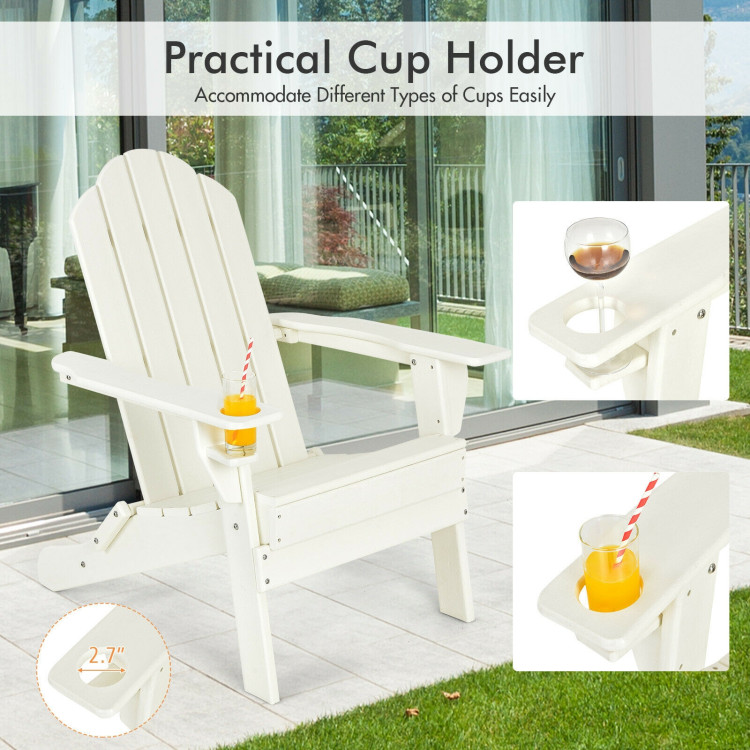 Weather Resistant Patio Chair with Built-in Cup Holder-WhiteCostway Gallery View 8 of 10