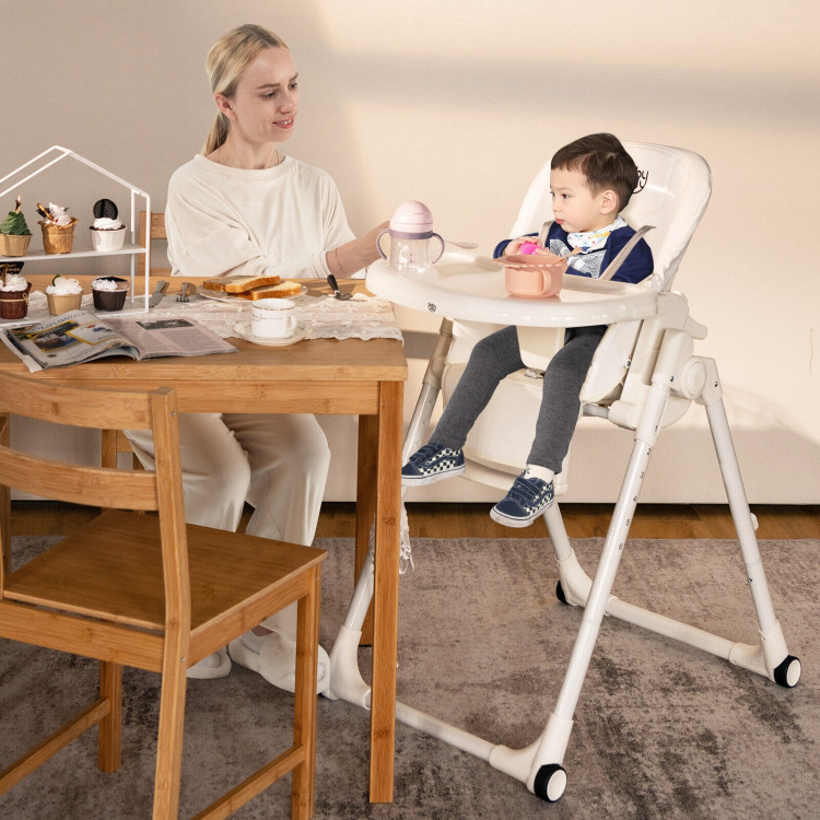 4-in-1 Baby High Chair with 6 Adjustable Heights-BeigeCostway Gallery View 6 of 10