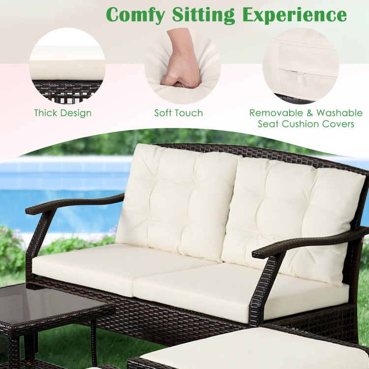 7 Pieces Outdoor Patio Furniture Set with Waterproof CoverCostway Gallery View 6 of 8