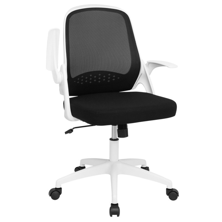 Adjustable Mesh Office Chair Rolling Computer Desk Chair with Flip-up Armrest-WhiteCostway Gallery View 7 of 11
