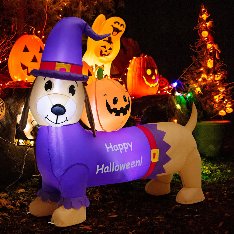 5 Feet Long Halloween Inflatable Dachshund Dog with PumpkinCostway Gallery View 2 of 10