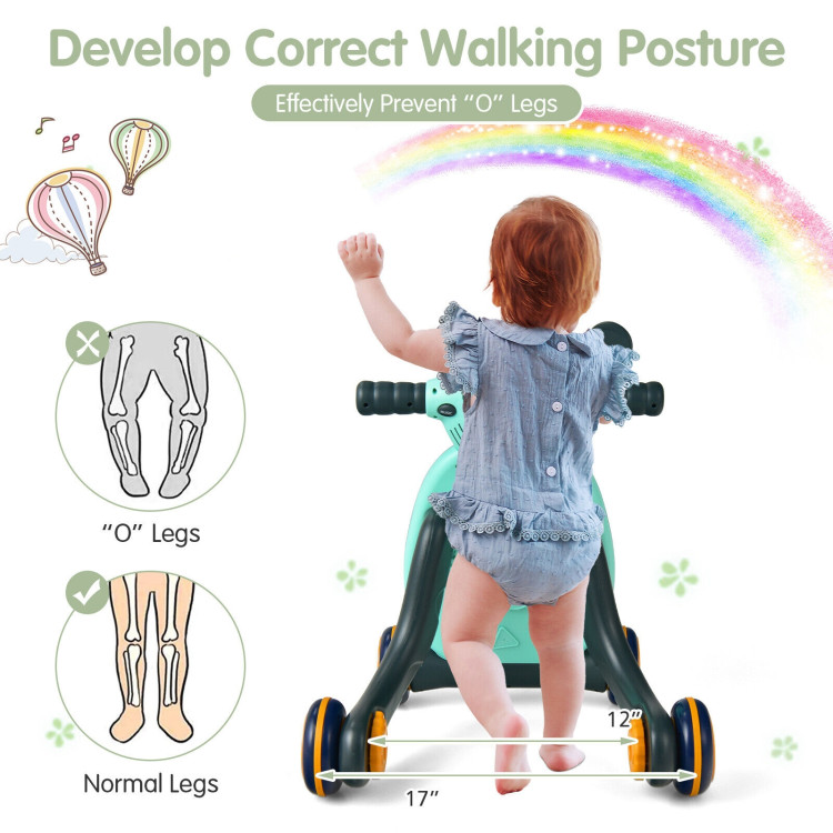 2-in-1 Baby Sit to Stand Learning Walker with Lights and Sounds-GreenCostway Gallery View 8 of 11
