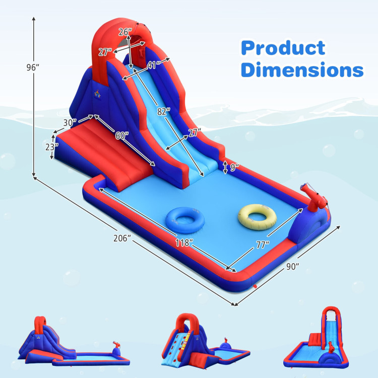 5-in-1 Inflatable Water Slide with Climbing WallCostway Gallery View 4 of 12