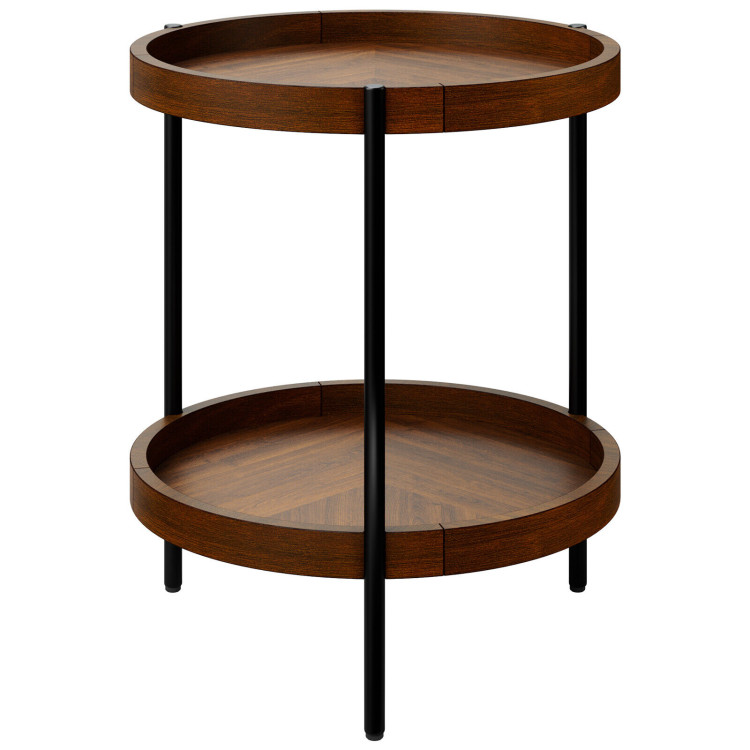 2-Tier Retro End Table with Bottom ShelfCostway Gallery View 1 of 10