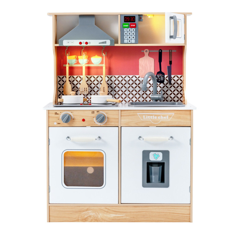 Multi-Functional Wooden Kids Kitchen Playset with Lights and SoundsCostway Gallery View 3 of 10