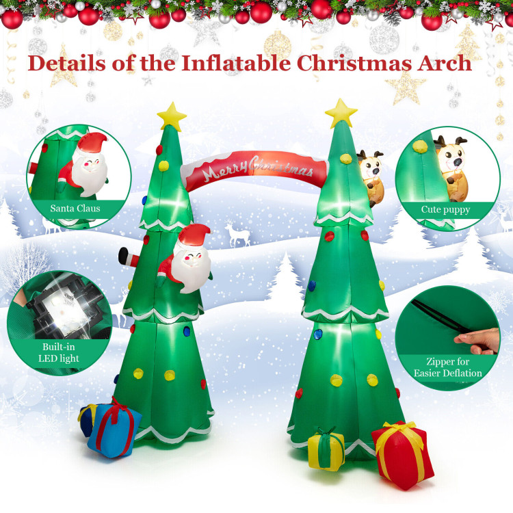 10 Feet Tall Inflatable Christmas Arch with LED and Built-in Air BlowerCostway Gallery View 10 of 11