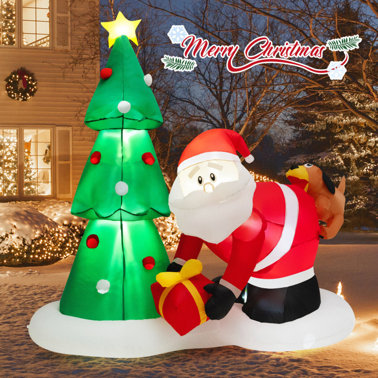 7 Feet Blowup Christmas Tree with Santa Claus Chased by DogCostway Gallery View 7 of 11