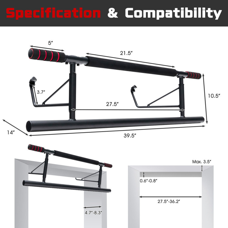 Pull-up Bar for Doorway No Screw for Foldable Strength TrainingCostway Gallery View 5 of 12