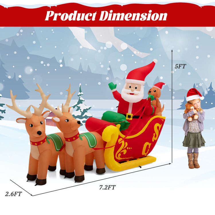 7.2 Feet Long Christmas Inflatable Santa on Sleigh with LED Lights Dog and Gifts YardCostway Gallery View 5 of 11