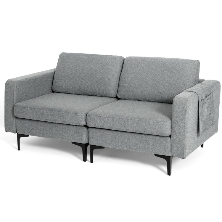 1/2/3/4-Seat Convertible Sectional Sofa with Reversible Ottoman-2-SeatCostway Gallery View 10 of 13