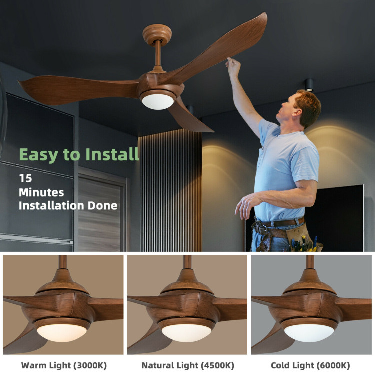 52 Inch Ceiling Fan with Light Reversible DC MotorCostway Gallery View 8 of 10