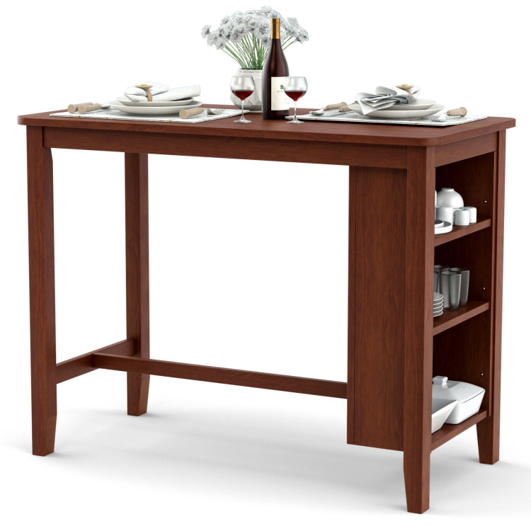 Counter Height Bar Table with 3-Tier Storage Shelves for Home RestaurantCostway Gallery View 8 of 10