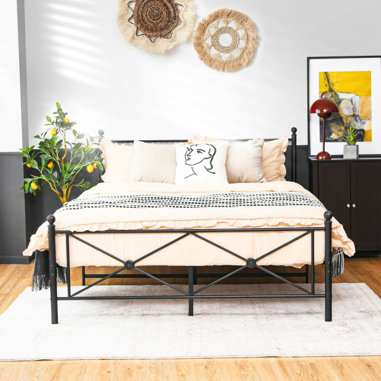 Full/Queen Size Metal Bed Frame Platform with Headboard-Full SizeCostway Gallery View 7 of 11
