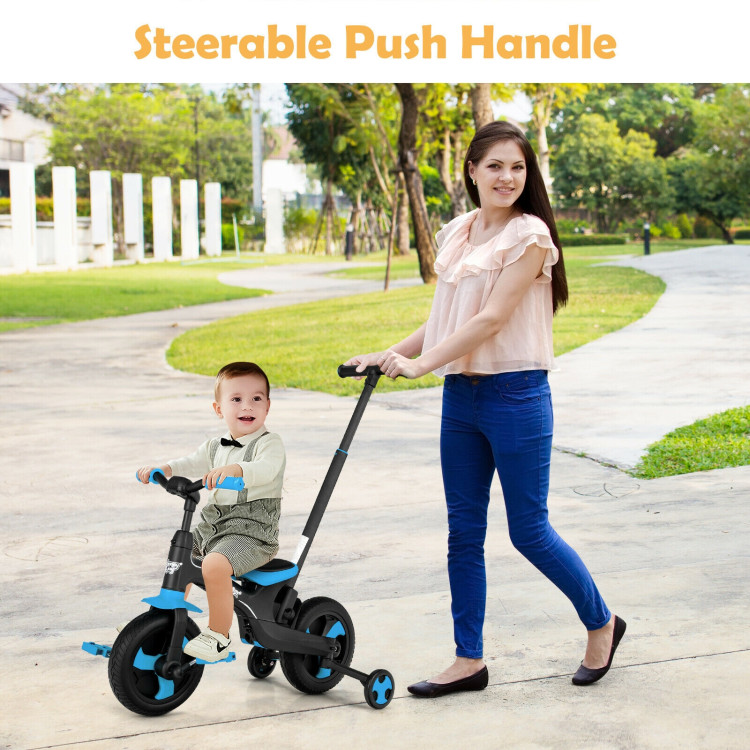 5-in-1 Multifunctional Kids Bike with Detachable Push Handle-BlueCostway Gallery View 2 of 10