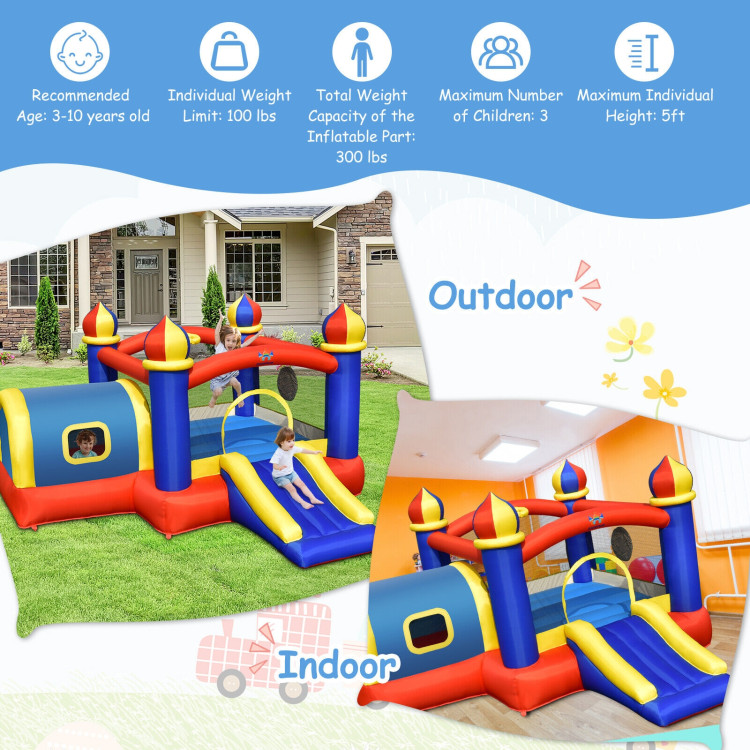 Inflatable Castle Kids Bounce House with Slide JumpingCostway Gallery View 3 of 10