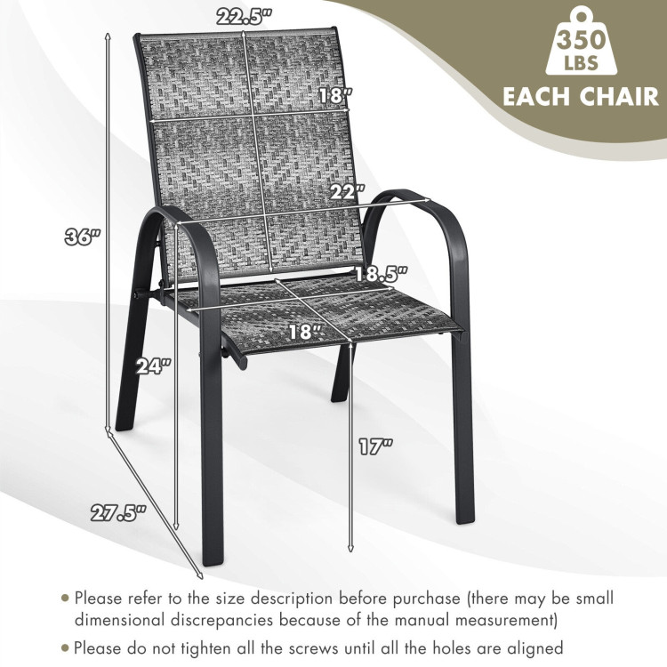Set of 6 Outdoor PE Wicker Stackable Chairs with Sturdy Steel Frame-GrayCostway Gallery View 4 of 10