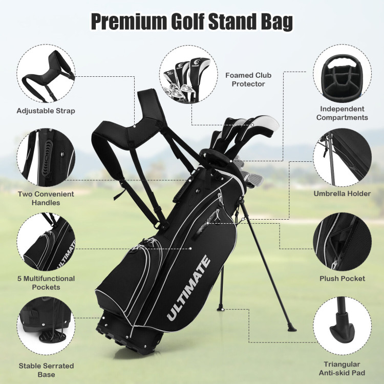 Men’s Profile Complete Golf Club Package Set Includes 10 Pieces-BlackCostway Gallery View 3 of 12