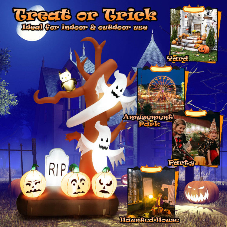 8 Feet Inflatable Halloween Dead Tree Blow Up Ghost with Built-in LED LightsCostway Gallery View 3 of 10