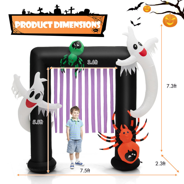 7.5 Feet Halloween Inflatable Archway Blow-up Festive Decoration for Backyard and PorchCostway Gallery View 4 of 10