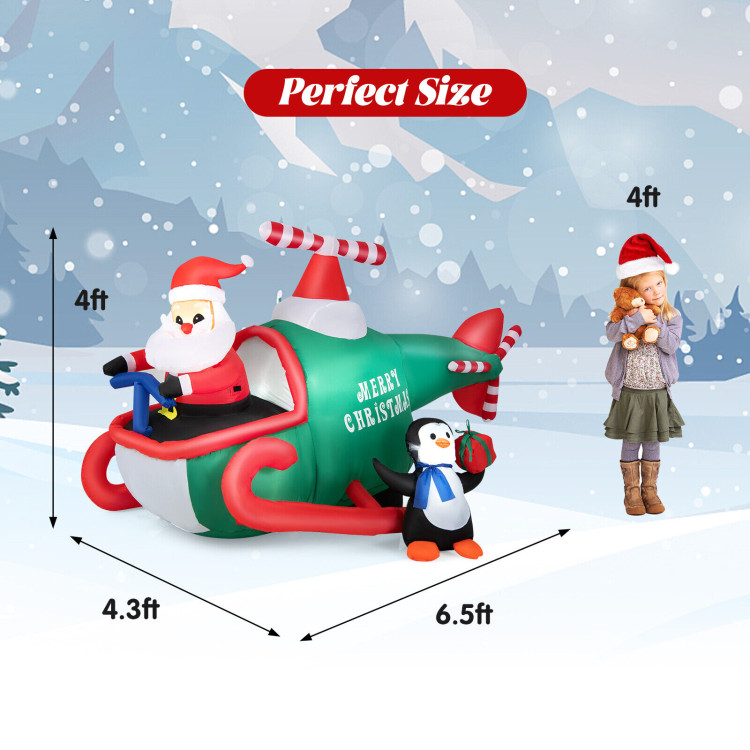 6.2 Feet Christmas Inflatable Santa Claus Driving Helicopter and Penguin Holding GiftCostway Gallery View 4 of 10