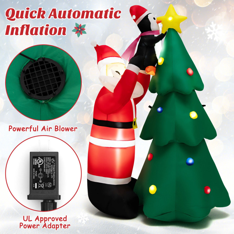 6 Feet Inflatable Christmas Tree and Santa Claus with LED and Air BlowerCostway Gallery View 9 of 10