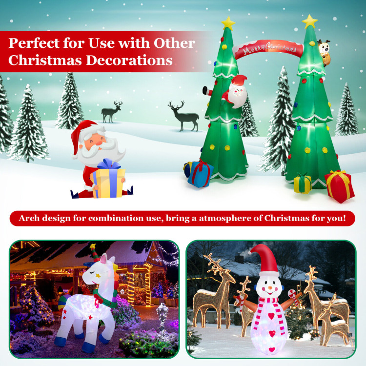 10 Feet Tall Inflatable Christmas Arch with LED and Built-in Air BlowerCostway Gallery View 5 of 11