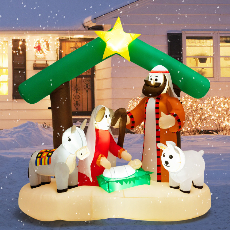6.7 Feet Christmas Inflatable Nativity Scene with LED LightsCostway Gallery View 6 of 10