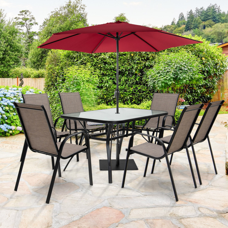 7-Piece Patio Dining Set with 6 Stackable ChairsCostway Gallery View 7 of 9