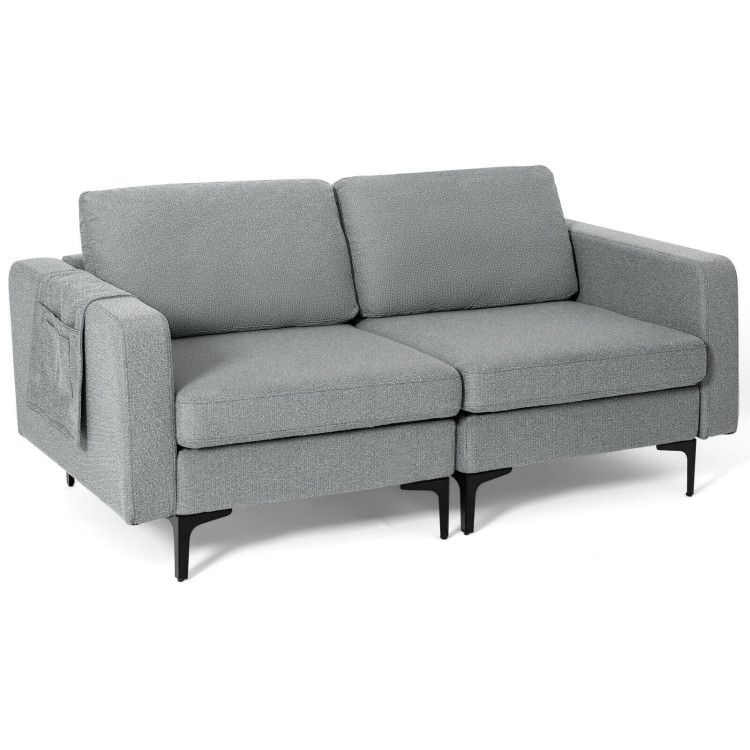 1/2/3/4-Seat Convertible Sectional Sofa with Reversible Ottoman-2-SeatCostway Gallery View 1 of 13