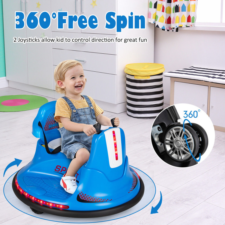 6V Bumper Car for Kids Toddlers Electric Ride On Car Vehicle with 360° Spin-BlueCostway Gallery View 3 of 10