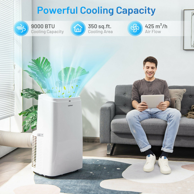 9000BTU 3-in-1 Portable Air Conditioner with Remote-WhiteCostway Gallery View 3 of 11