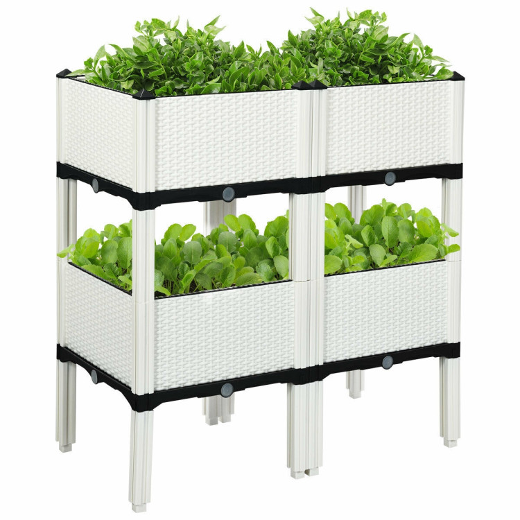 Set of 4 Elevated Flower Vegetable Herb Grow Planter BoxCostway Gallery View 8 of 11