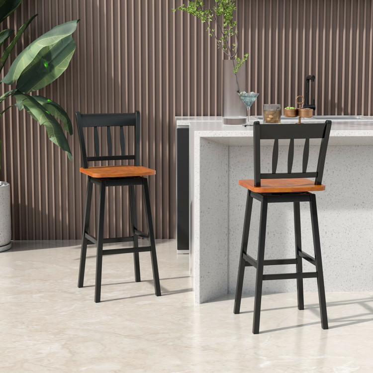 30.5 Inches Set of 2 Swivel Bar Stools with 360° Swiveling-BlackCostway Gallery View 2 of 8