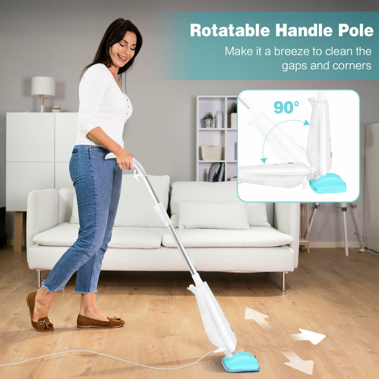 1100 W Electric Steam Mop with Water Tank for Carpet-TurquoiseCostway Gallery View 2 of 11