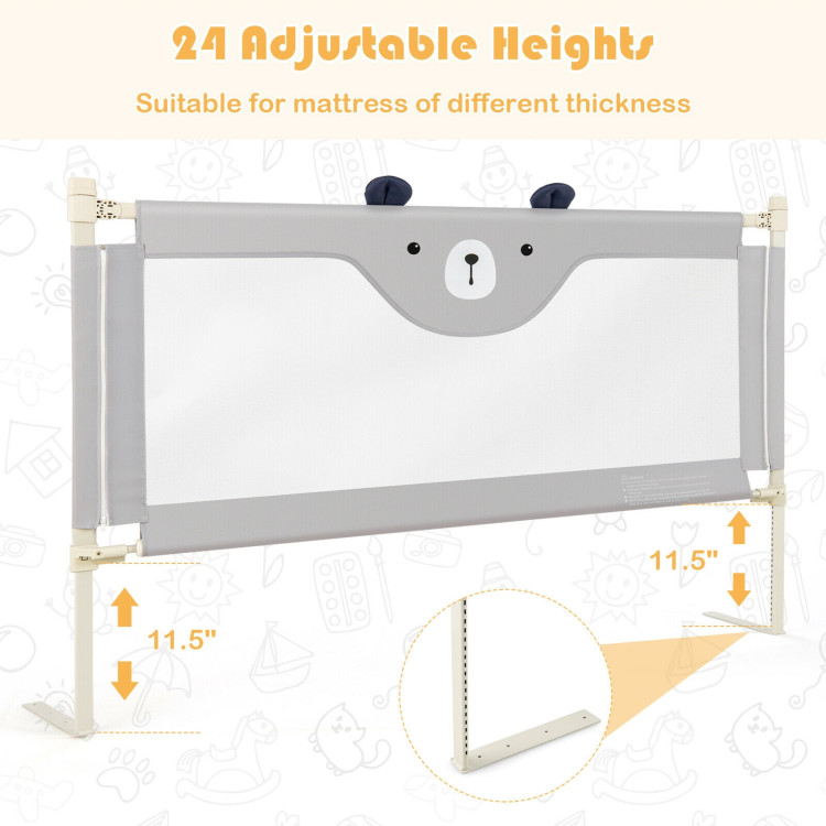 57 Inches Bed Rail for Toddlers with Double Lock-GrayCostway Gallery View 6 of 9
