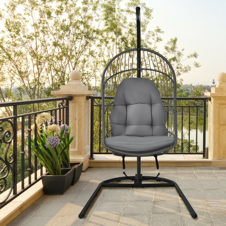 Hanging Egg Chair with Head Pillow and Large Seat Cushion - Costway
