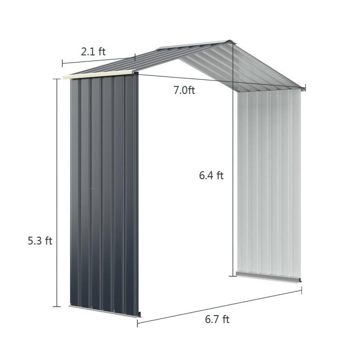 Outdoor Storage Shed Extension Kit for 7 Feet Shed WidthCostway Gallery View 4 of 6