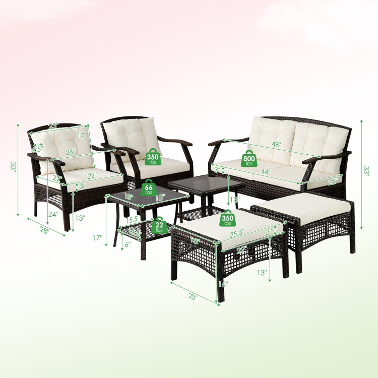 7 Pieces Outdoor Patio Furniture Set with Waterproof CoverCostway Gallery View 4 of 8