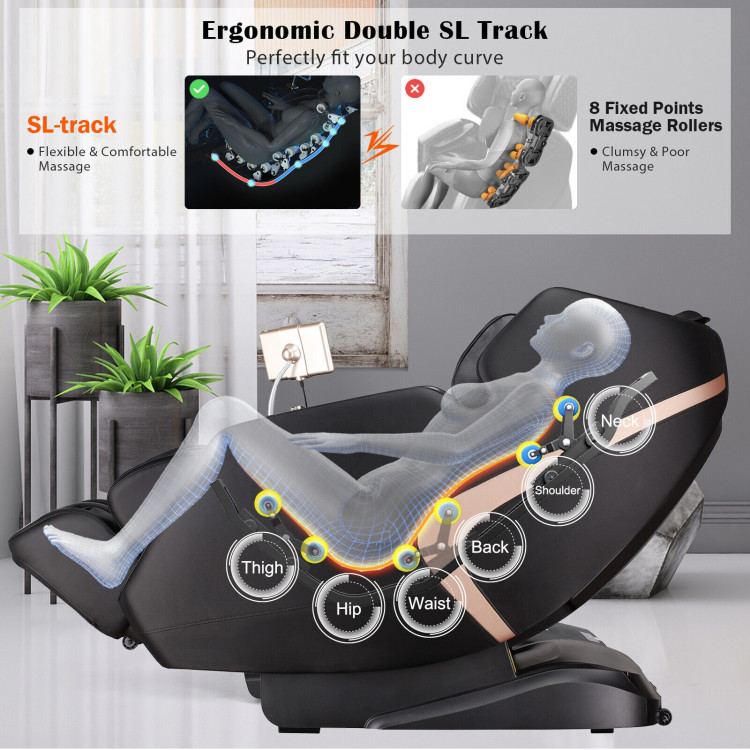 3D SL-Track Full Body Zero Gravity Massage Chair with Thai Stretch-BlackCostway Gallery View 7 of 10