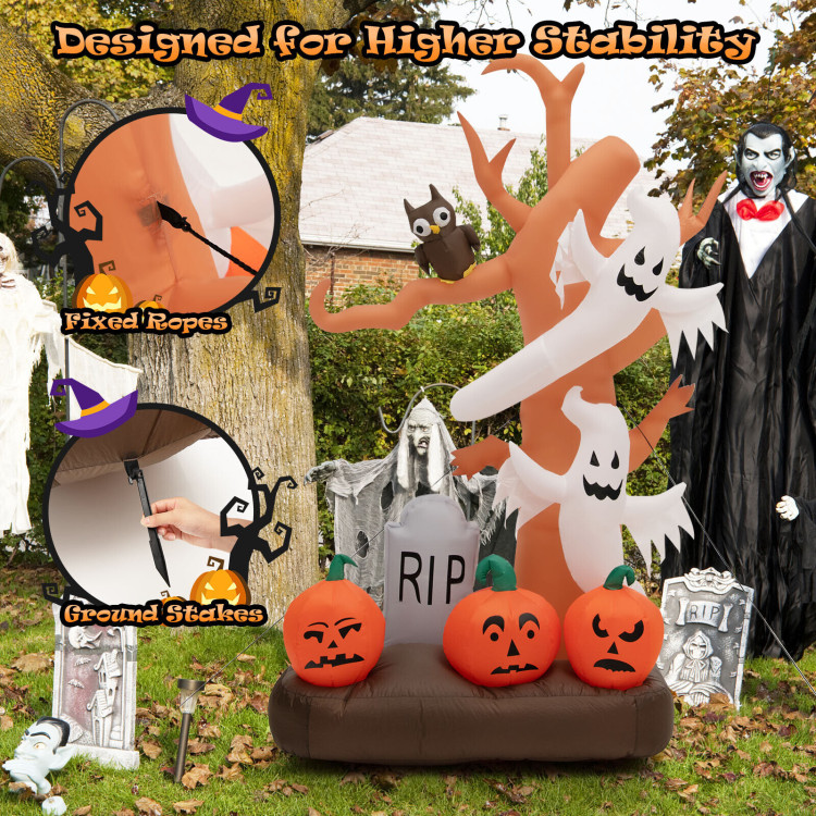 8 Feet Inflatable Halloween Dead Tree Blow Up Ghost with Built-in LED LightsCostway Gallery View 9 of 10