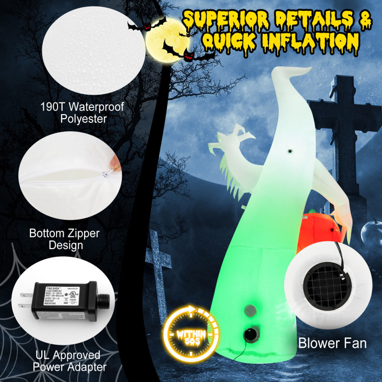 6 Feet Halloween Hunting Ghost with Built-in LED and BlowerCostway Gallery View 10 of 10