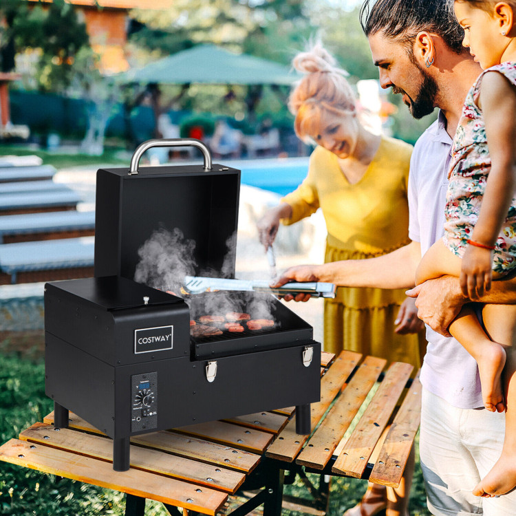 Portable Pellet Grill and Smoker Tabletop with Temperature Probe - Costway