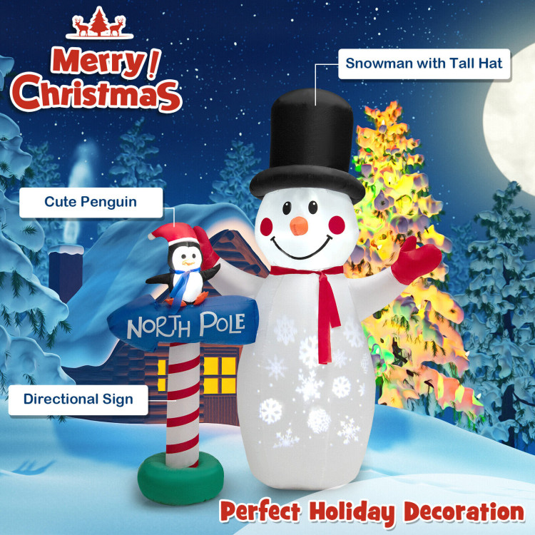 6 Feet Inflatable Christmas Decoration with Built-in Snowflake ProjectorCostway Gallery View 3 of 11